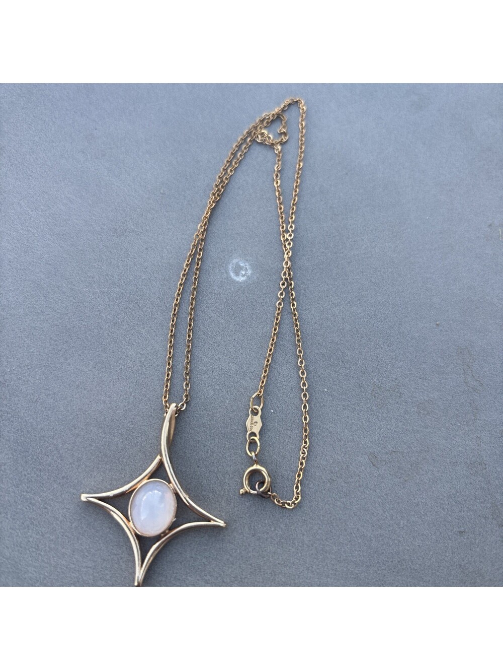SARAH COVENTRY MOON BEAM FAUX OPEL PENDANT / NECKLACE - GOLD COLOR
